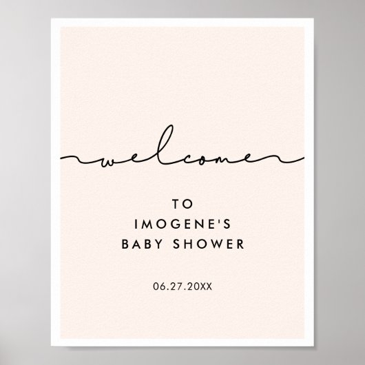Cute whimsical script Baby shower Welcome Poster (Voorkant)