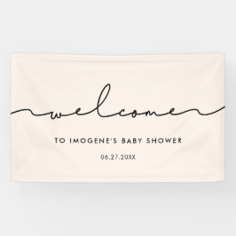 Cute whimsical script Baby shower Welcome Spandoek