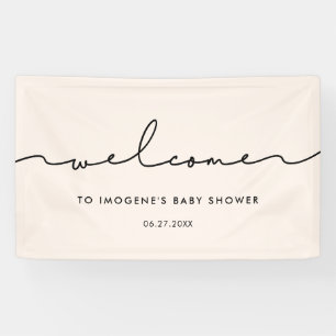 Cute whimsical script Baby shower Welcome Spandoek