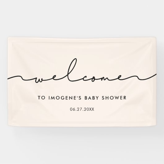 Cute whimsical script Baby shower Welcome Spandoek (Horizontaal)
