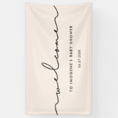 Cute whimsical script Baby shower Welcome Spandoek (Verticaal)