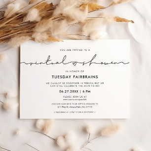 Cute whimsical script Virtual baby shower Kaart