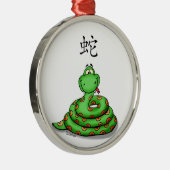 Cute whimsical Snake Metalen Ornament (Rechts)