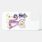 Cute Whimsical Sneaky Cat met Birdhouse Case-Mate iPhone Case (Achterkant (horizontaal))