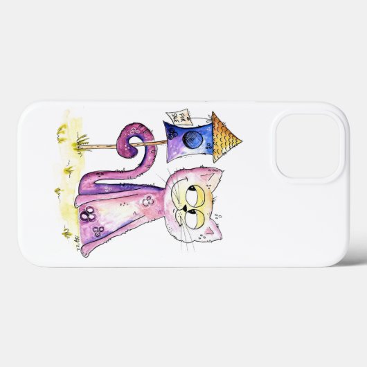 Cute Whimsical Sneaky Cat met Birdhouse Case-Mate iPhone Case (Achterkant (horizontaal))