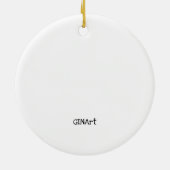 Cute Whimsical Sneaky Cat met Birdhouse Keramisch Ornament (Achterkant)