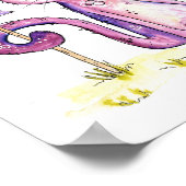 Cute Whimsical Sneaky Cat met Birdhouse Poster (Hoek)