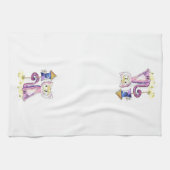 Cute Whimsical Sneaky Cat met Birdhouse Theedoek (Horizontaal)