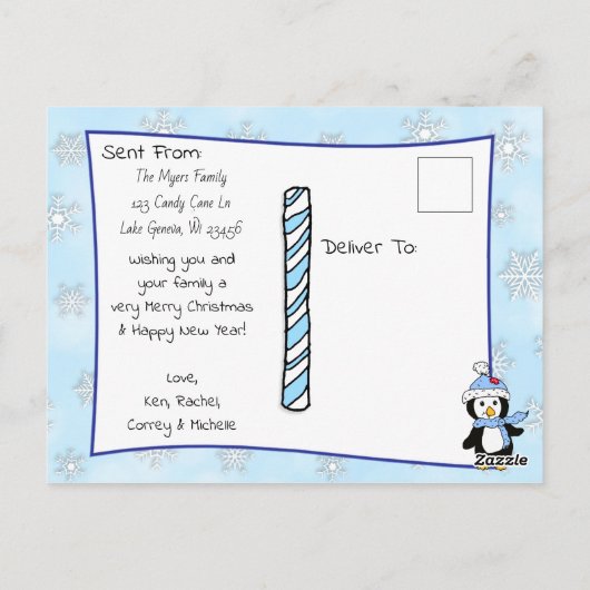 Cute Whimsical Snowman en Bird Briefkaart (Achterkant)