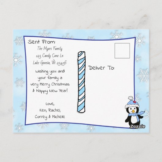 Cute Whimsical Snowman en Bird Briefkaart (Achterkant)