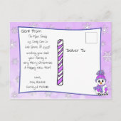 Cute Whimsical Snowman en Bird Briefkaart (Achterkant)