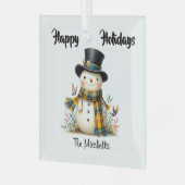 Cute Whimsical Snowman Glass Ornament (Voorkant links)