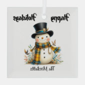 Cute Whimsical Snowman Glass Ornament (Achterkant)