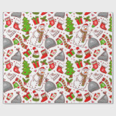 Cute Whimsical Snowman Kerstmis Feestdagen Modern Cadeaupapier (Vlak)