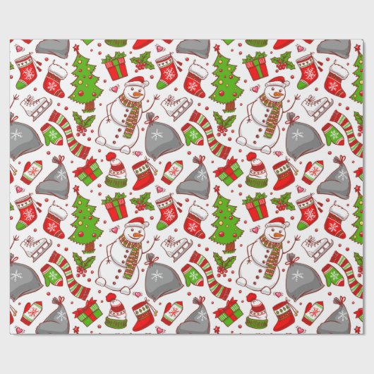 Cute Whimsical Snowman Kerstmis Feestdagen Modern Cadeaupapier (Vlak)