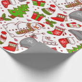 Cute Whimsical Snowman Kerstmis Feestdagen Modern Cadeaupapier (Hoek)