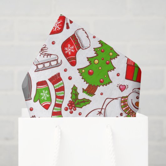 Cute Whimsical Snowman Kerstmis Feestdagen Modern Tissuepapier (Cadeauzakje)