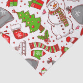 Cute Whimsical Snowman Kerstmis Feestdagen Modern Tissuepapier (Detail)