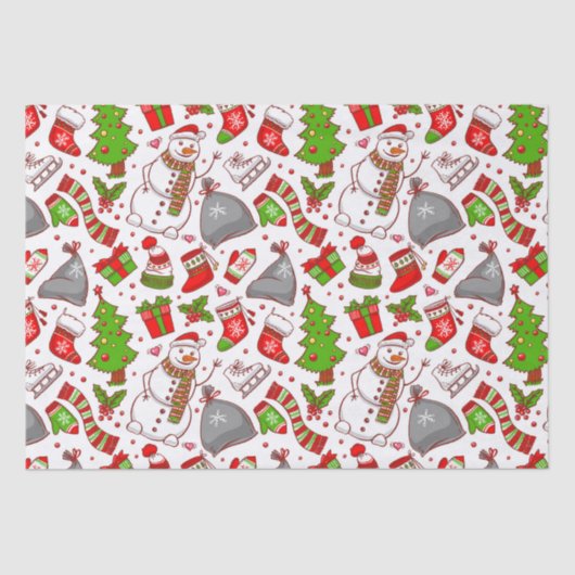 Cute Whimsical Snowman Kerstmis Feestdagen Modern Tissuepapier (Voorkant)