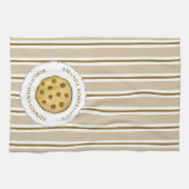 Cute Whimsical Striped Chocolate Chip Cookie Theedoek (Horizontaal)
