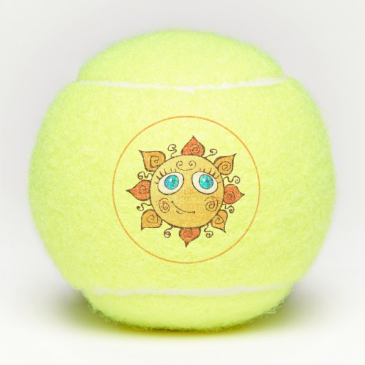 Cute Whimsical Sunshine Tennisballen (Voorkant)