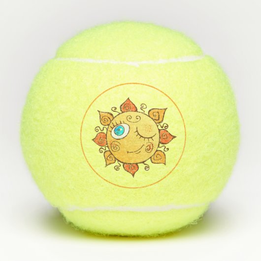 Cute Whimsical Sunshine Tennisballen (Voorkant)
