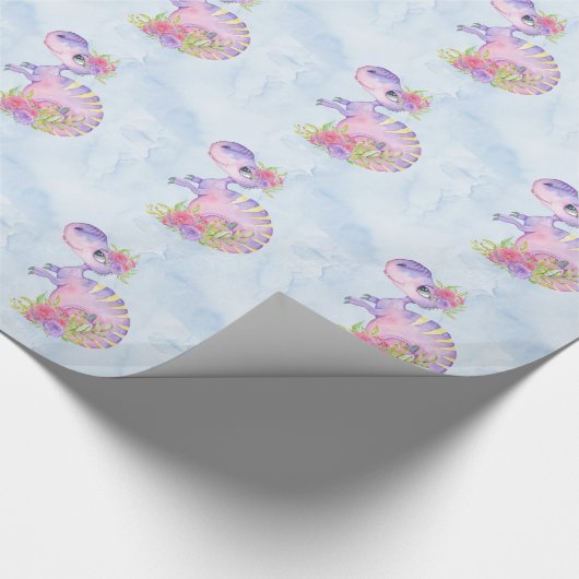 *~* Cute Whimsical Sweet Dragons Dinosaur Cadeaupapier (Hoek)