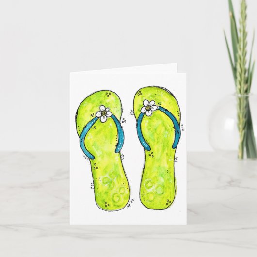 Cute Whimsical-Teenslippers Kaart (Voorkant)