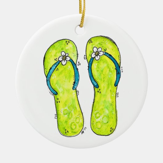 Cute Whimsical-Teenslippers Keramisch Ornament (Voorkant)