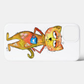 Cute Whimsical Tired Cat Drink koffie Case-Mate iPhone Case (Achterkant (horizontaal))