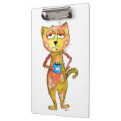 Cute Whimsical Tired Cat Drink koffie Klembord (Links)