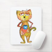 Cute Whimsical Tired Cat Drink koffie Muismat (Met muis)