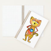 Cute Whimsical Tired Cat Drink koffie Notitieboek (Binnen)