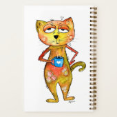 Cute Whimsical Tired Cat Drink koffie Notitieboek (Achterkant)