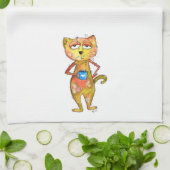 Cute Whimsical Tired Cat Drink koffie Theedoek (Gevouwen)