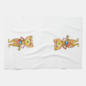 Cute Whimsical Tired Cat Drink koffie Theedoek (Horizontaal)