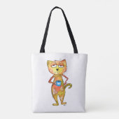 Cute Whimsical Tired Cat Drink koffie Tote Bag (Achterkant)