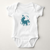 Cute Whimsical Turquoise Pink Unicorn Horse Romper (Voorkant)