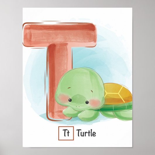  Cute Whimsical Turtle Animal Poster (Voorkant)