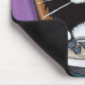 Cute Whimsical Tuxedo Cat Eating Fish Tail Soup Muismat (Hoek)