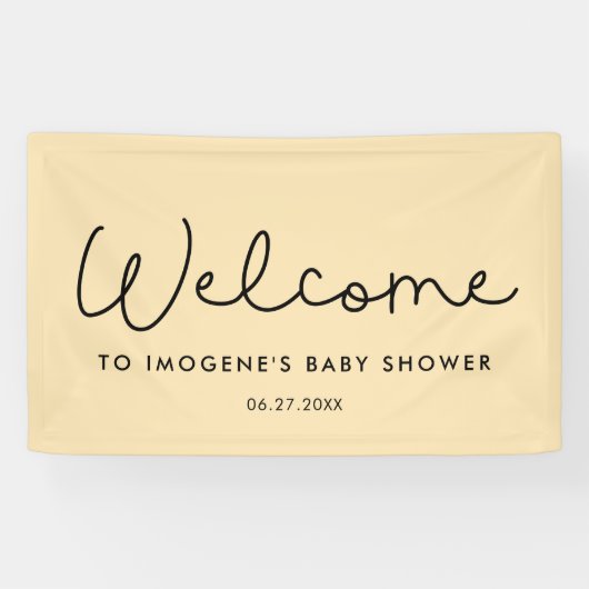 Cute whimsical typography Baby shower Welcome Spandoek (Horizontaal)