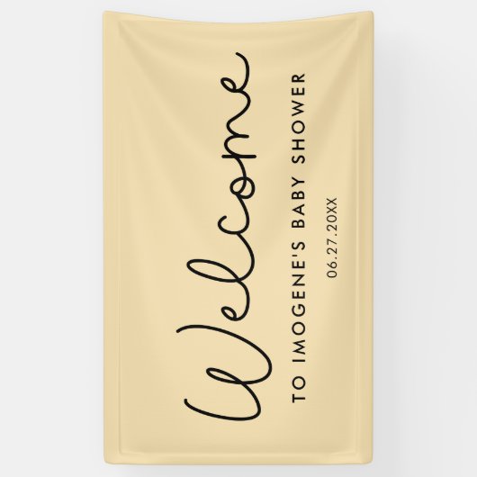 Cute whimsical typography Baby shower Welcome Spandoek (Verticaal)