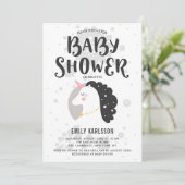 Cute & Whimsical Unicorn Baby shower Invitation I Kaart (Staand voorkant)