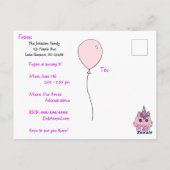 Cute Whimsical Unicorn Cupcake Birthday Invites Briefkaart (Achterkant)