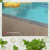 Cute Whimsical Unicorn Duck in Pool Kitchen Towel Theedoek (Gevouwen)