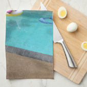 Cute Whimsical Unicorn Duck in Pool Kitchen Towel Theedoek (Quarter Fold)