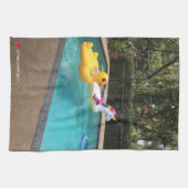 Cute Whimsical Unicorn Duck in Pool Kitchen Towel Theedoek (Horizontaal)