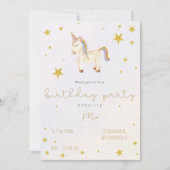 Cute whimsical Unicorn Gold Stars peuter Kaart (Voorkant)
