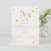 Cute whimsical Unicorn Gold Stars peuter Kaart (Staand voorkant)