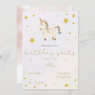 Cute whimsical Unicorn Gold Stars peuter Kaart